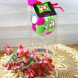 Initial Wine Glass New mudpie Wine Glass Initial D Birthday Wine Glass Gift BFF